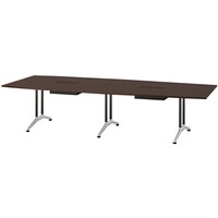 NAIKI ミーティングテーブル(配線付 KDF型/天板:ウォールナット 脚:ブラック/W3200×D1200×H714 KDF3212BHM09 1台