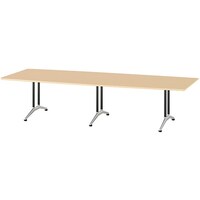 NAIKI ミーティングテーブル(配線無 KDF型/天板:サンドウォールナット 脚:ブラック/W3200×D1200×H714 KDF3212BSDW 1台