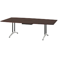 NAIKI ミーティングテーブル(配線付 KDF型/天板:ウォールナット 脚:ブラック/W2400×D1200×H714 KDF2412BHM09 1台