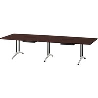 NAIKI ミーティングテーブル(配線付 KDF型/天板:マスターオーク 脚:ブラック/W3200×D1200×H714 KDF3212BHMO 1台