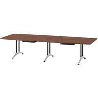 NAIKI ミーティングテーブル(配線付 KDF型/天板:ダークウォールナット 脚:ブラック/W3200×D1200×H714 KDF3212BHWN 1台