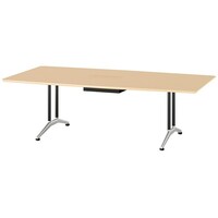 NAIKI ミーティングテーブル(配線付 KDF型/天板:サンドウォールナット 脚:ブラック/W2400×D1200×H714 KDF2412BHSDW 1台