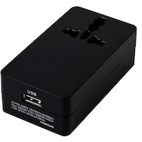 ヤザワコーポレーション YAZAWA 海外用マルチ変換プラグ 海外用マルチ変換プラグUSB付2A 黒