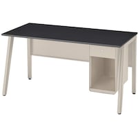 NAIKI ワークデスク(片袖デスク) フアナ HN型/天板:サテンブラック 本体:サテンアッシュトープ/W1400×D685×H720 HNS147THSTSB 1台