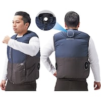 日本緑十字社 緑十字 ボルトクールLITE+ベスト(4点セット) ファンペルチェ付き ネイビー XLサイズ 375924 1組(1S)