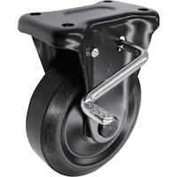 シシク シシク プレート式キャスター(プレス製ウレタン車輪) 固定ストッパー 径150mm ブラックキャスター BKUWKB150 1個