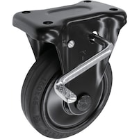 シシク シシク プレート式キャスター(プレス製ゴム車輪) 固定ストッパー 径150mm ブラックキャスター BKWKB150 1個