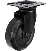 シシク シシク プレート式キャスター(プレス製ウレタン車輪) 自在 径75mm ブラックキャスター