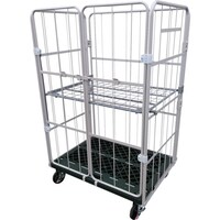 ヤマトモビリティ YAMATO カゴ車(鋼製) 跳ね上げ中間棚付コンビテナー KRC80PG(HA) 床板プラスチック製 観音扉付 KRC80PGHA 1台