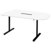 NAIKI ミーティングテーブル(配線付/半長円テーブル モプト MP型/天板:ホワイト 脚:ブラック/W1500×D900×H720 MP1590SRHBH 1台