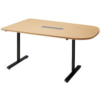 NAIKI ミーティングテーブル(配線付/半長円テーブル モプト MP型/天板:シルクウッド 脚:ブラック/W1500×D900×H720 MP1590SRHBS 1台