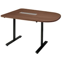 NAIKI ミーティングテーブル(配線付/半長円テーブル モプト MP型/天板:ダークウォールナット 脚:ブラック/W1200×D900×H720 MP1290SRHBWN 1台