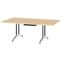 NAIKI ミーティングテーブル(配線付 KDF型/天板:サンドウォールナット 脚:ブラック/W2100×D1100×H714 KDF2111AHSDW 1台