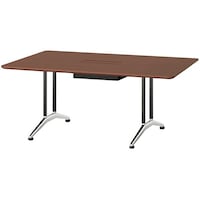 NAIKI ミーティングテーブル(配線付 KDF型/天板:ダークウォールナット 脚:ブラック/W1800×D1000×H714 KDF1810AHWN 1台