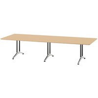 NAIKI ミーティングテーブル(配線無 KDF型/天板:サンドウォールナット 脚:ブラック/W3200×D1200×H714 KDF3212ASDW 1台