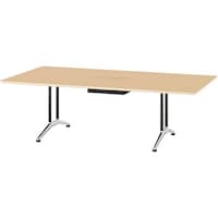 NAIKI ミーティングテーブル(配線付 KDF型/天板:サンドウォールナット 脚:ブラック/W2400×D1200×H714 KDF2412AHSDW 1台