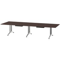 NAIKI ミーティングテーブル(配線付 KDF型/天板:ウォールナット 脚:ブラック/W3600×D1200×H714 KDF3612AHM09 1台