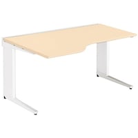 NAIKI 平デスク(左ウェーブタイプ) トリアス TR型/天板:シルクウッド 本体:クリアーホワイト/W1400×D900×H720 TRH147EFLWS 1台