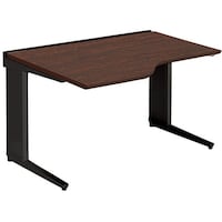 NAIKI 平デスク(左ウェーブタイプ) トリアス TR型/天板:ダークウォールナット 本体:ブラック/W1200×D900×H720 TRH127EFLBWN 1台