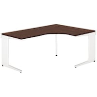 NAIKI ワークデスク(右用) トリアス TR型/天板:ダークウォールナット 本体:クリアーホワイト/W1600×D1200×H720 TRH1612CTRWWN 1台