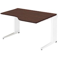 NAIKI 平デスク(右ウェーブタイプ) トリアス TR型/天板:ダークウォールナット 本体:クリアーホワイト/W1200×D900×H720 TRH127EFRWWN 1台