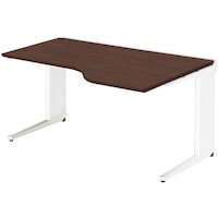 NAIKI 平デスク(右ウェーブタイプ) トリアス TR型/天板:ダークウォールナット 本体:クリアーホワイト/W1400×D900×H720 TRH147EFRWWN 1台