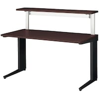 NAIKI 平デスク(机上テーブル付) トリアス TR型/天板:ダークウォールナット 本体:ブラック/W1400×D700×H1096 TRH147FMTBWN 1台