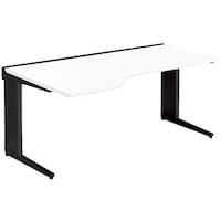 NAIKI 平デスク(左ウェーブタイプ) トリアス TR型/天板:ホワイト 本体:ブラック/W1600×D900×H720 TRH167EFLBH 1台