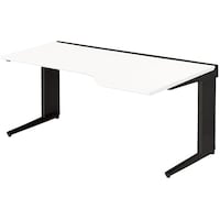 NAIKI 平デスク(右ウェーブタイプ) トリアス TR型/天板:ホワイト 本体:ブラック/W1600×D900×H720 TRH167EFRBH 1台