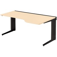 NAIKI 平デスク(右ウェーブタイプ) トリアス TR型/天板:シルクウッド 本体:ブラック/W1600×D900×H720 TRH167EFRBS 1台