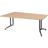 NAIKI ミーティングテーブル(配線無 KDG型/天板:サンドウォールナット 脚:ブラック/W1800×D1200×H715 KDG1812CSDW 1台