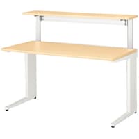 NAIKI 平デスク(机上テーブル付) トリアス TR型/天板:シルクウッド 本体:クリアーホワイト/W1400×D700×H1096 TRH147FMTWS 1台