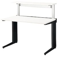 NAIKI 平デスク(机上テーブル付) トリアス TR型/天板:ホワイト 本体:ブラック/W1200×D700×H1096 TRH127FMTBH 1台