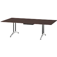 NAIKI ミーティングテーブル(配線付 KDF型/天板:ウォールナット 脚:ブラック/W2400×D1200×H714 KDF2412AHM09 1台