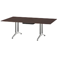 NAIKI ミーティングテーブル(配線付 KDF型/天板:ウォールナット 脚:ブラック/W2100×D1100×H714 KDF2111AHM09 1台