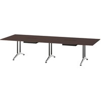 NAIKI ミーティングテーブル(配線付 KDF型/天板:ウォールナット 脚:ブラック/W3200×D1200×H714 KDF3212AHM09 1台