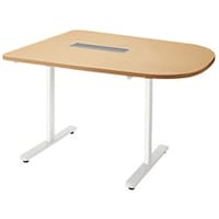 NAIKI ミーティングテーブル(配線付/半長円テーブル モプト MP型/天板:シルクウッド 脚:クリアーホワイト/W1200×D900×H720 MP1290SRHWS 1台