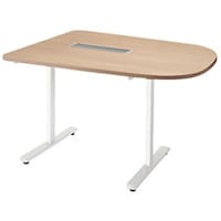 NAIKI ミーティングテーブル(配線付/半長円テーブル モプト MP型/天板:サンドオーク 脚:クリアーホワイト/W1200×D900×H720 MP1290SRHWSO 1台