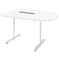 NAIKI ミーティングテーブル(配線付/半長円テーブル モプト MP型/天板:ホワイト 脚:クリアーホワイト/W1200×D900×H720 MP1290SRHWH 1台