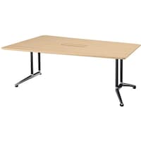 NAIKI ミーティングテーブル(配線付 KDG型/天板:サンドウォールナット 脚:ブラック/W1800×D1200×H715 KDG1812CHSDW 1台