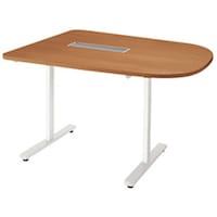 NAIKI ミーティングテーブル(配線付/半長円テーブル モプト MP型/天板:ミディアムウォールナット 脚:クリアーホワイト/W1200×D900×H720 MP1290SRHWMW 1台