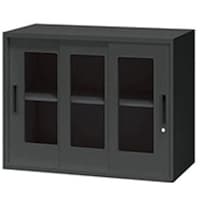 NAIKI ガラス引違い書庫(3枚扉) CWS型収納庫(ブラックタイプ) CWS0907HG3BB 1台