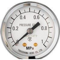 高島計器 高島 小型圧力計(D枠埋込形・縁なし・中心ネジ・φ40)圧力レンジ0.0ー1MPa R1/4【1742110】