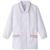 サーウ゛ォ サンペックス 【女性用】衿付き・長袖調理衣 ホワイト*ピンク 3L FA6683L 1着
