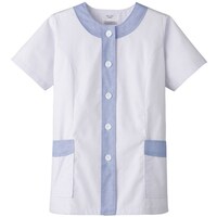 サーウ゛ォ サンペックス 【女性用】衿なし・半袖調理衣 ホワイト*サックス L FA722L 1着