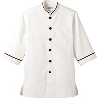 サーウ゛ォ サンペックス 七分袖ショップコート ホワイト*ブラウン M D1130M 1着