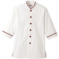 サーウ゛ォ サンペックス 七分袖ショップコート ホワイト*ワイン L D1131L 1着