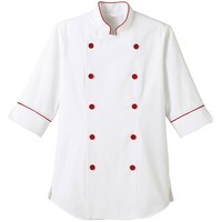 サーウ゛ォ サンペックス 七分袖ショップコート ホワイト*レッド L ET1139L 1着