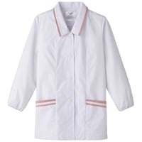 サーウ゛ォ サンペックス 【女性用】衿付き・長袖調理衣 ホワイト*ピンク L FA668L 1着