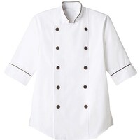 サーウ゛ォ サンペックス 七分袖ショップコート ホワイト*ブラウン 3L ET11443L 1着